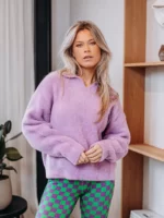 Lila Fluffy polo Sweater