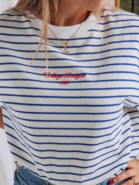 White/ Blue Stripe Longsleeve