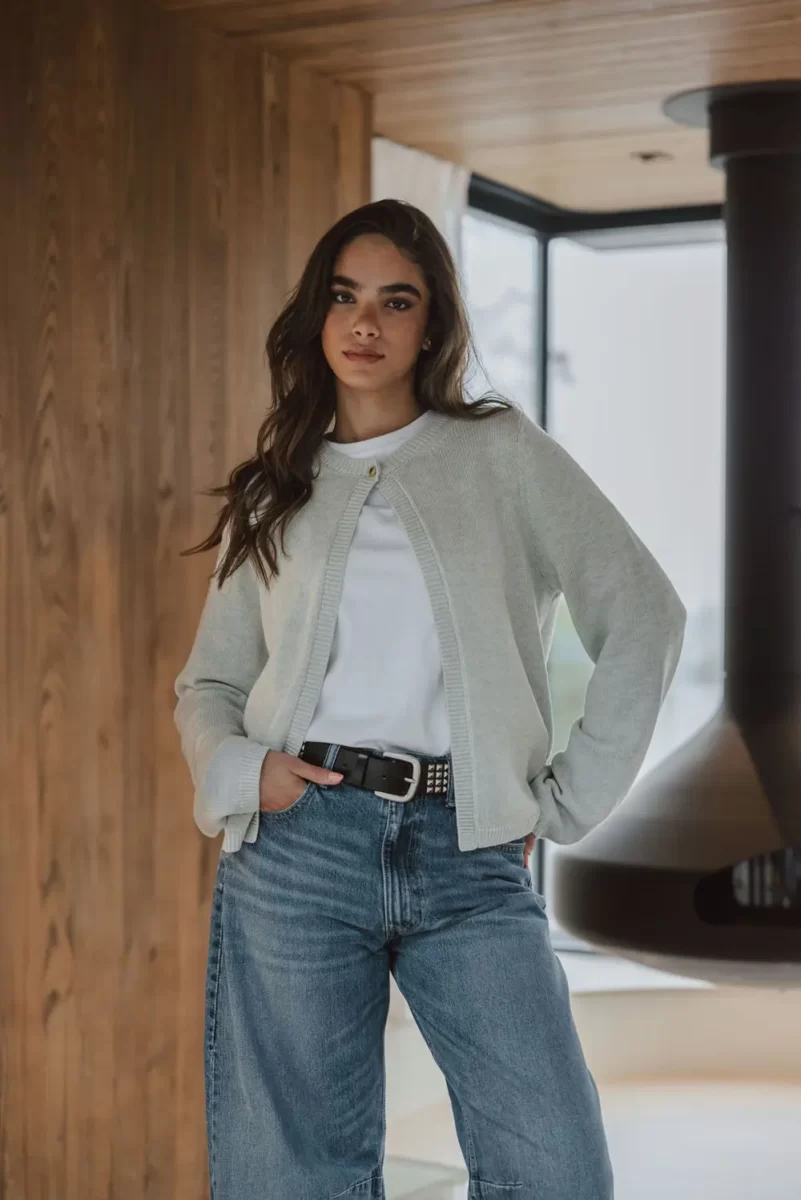 Grey One Button Cardigan