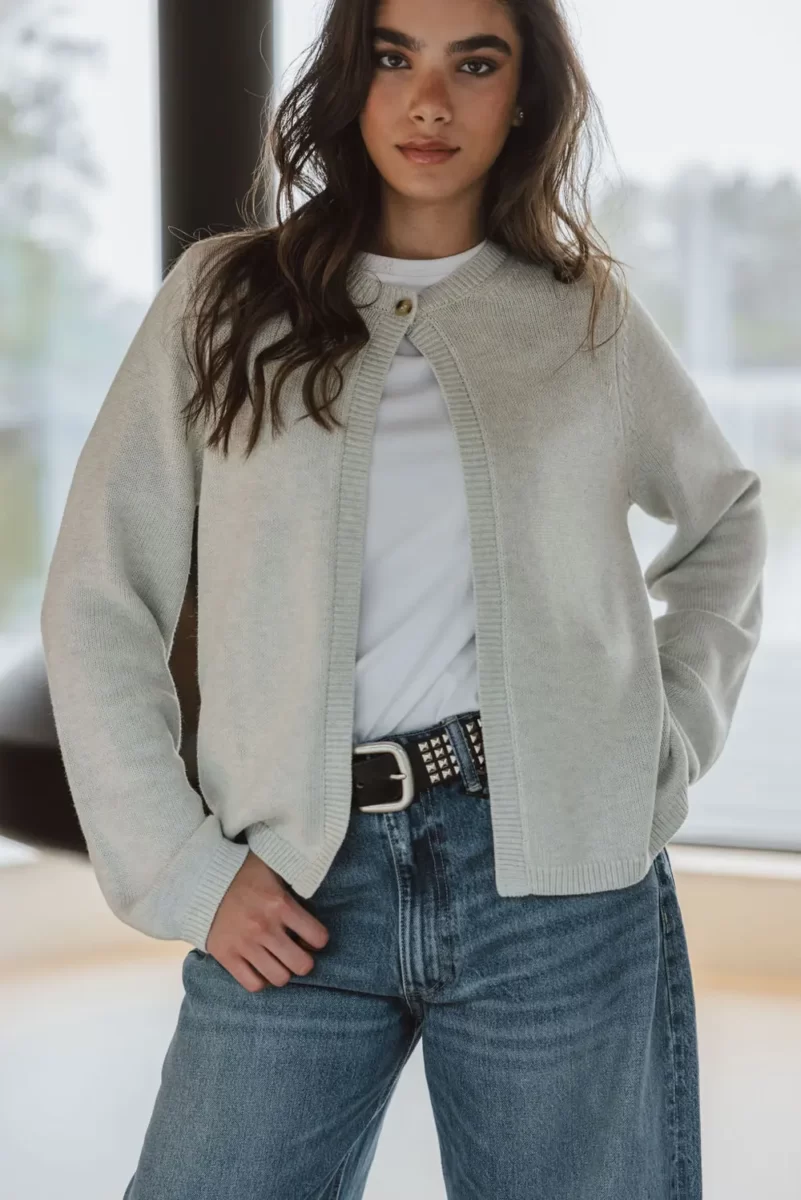 Grey One Button Cardigan