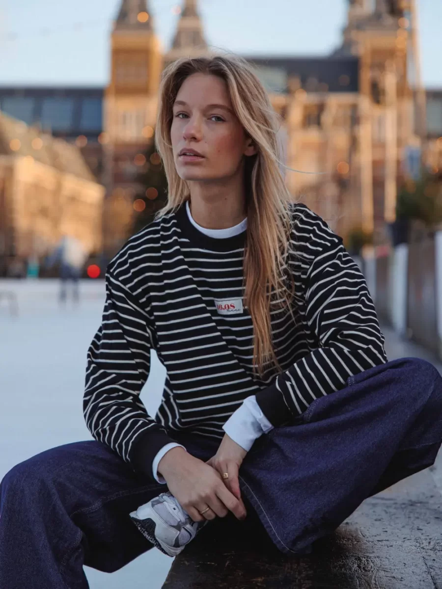 Black/ White Stripe Femme T-shirt