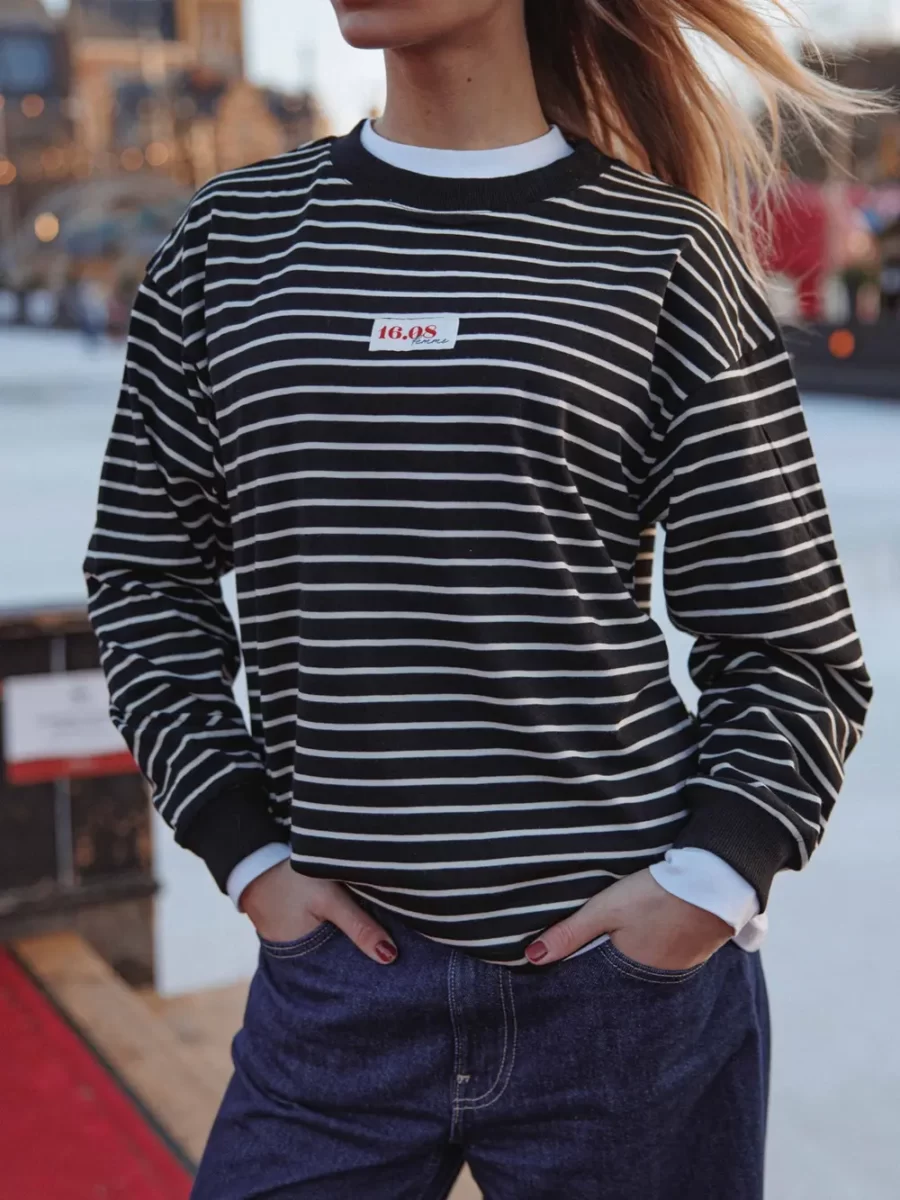 Black/ White Stripe Femme T-shirt