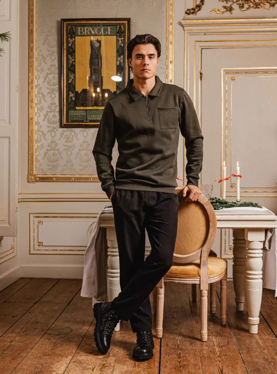 Army Pocket Polo Sweater