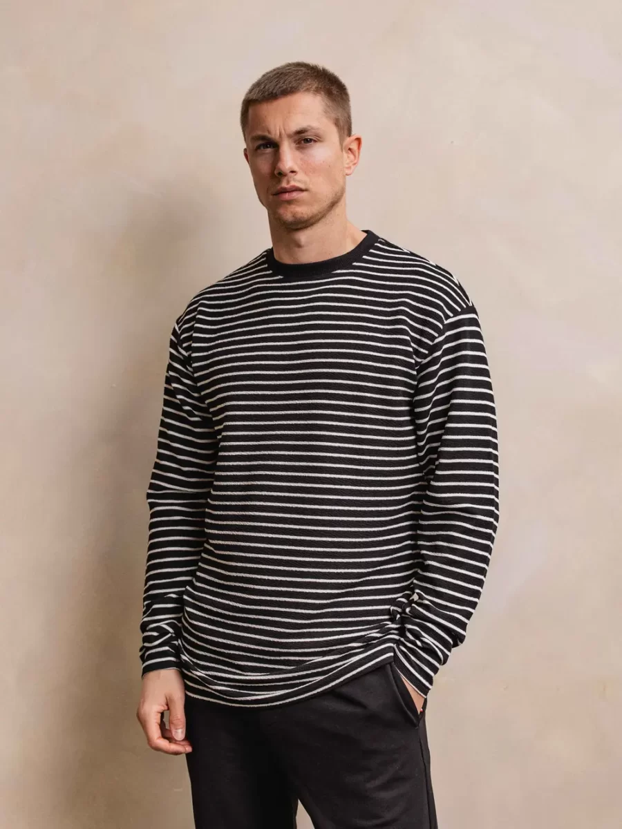 Black Stripe Longlseeve Teddy