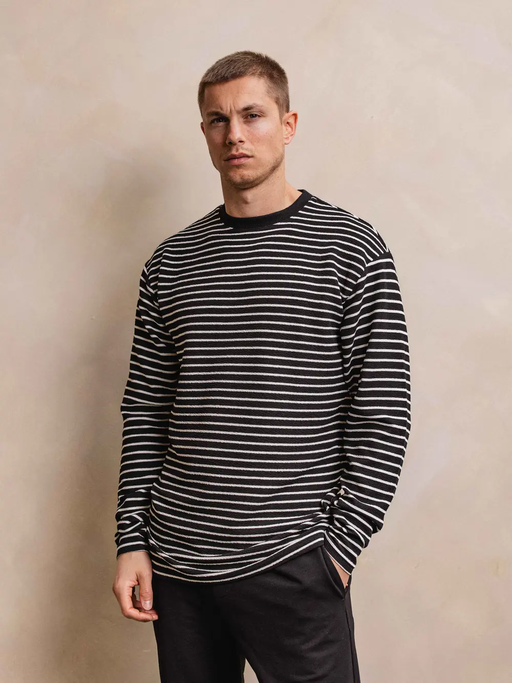 Black Stripe Longlseeve Teddy 1608 WEAR
