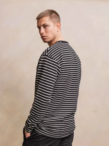 Black Stripe Longlseeve Teddy