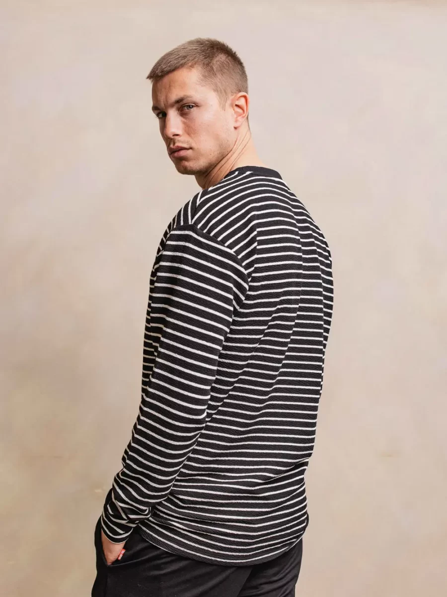 Black Stripe Longlseeve Teddy