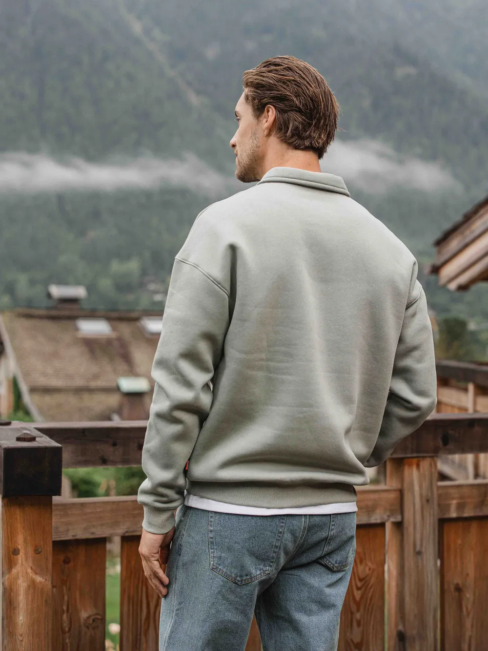 Light Green Polo Zipper Sweater 1608 WEAR