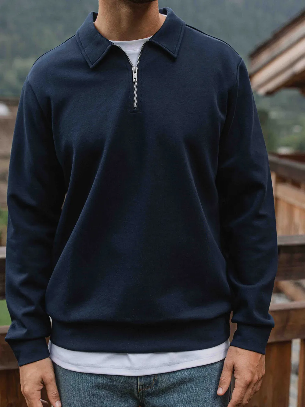 Navy Jersey Half Zip Polo 1608 WEAR