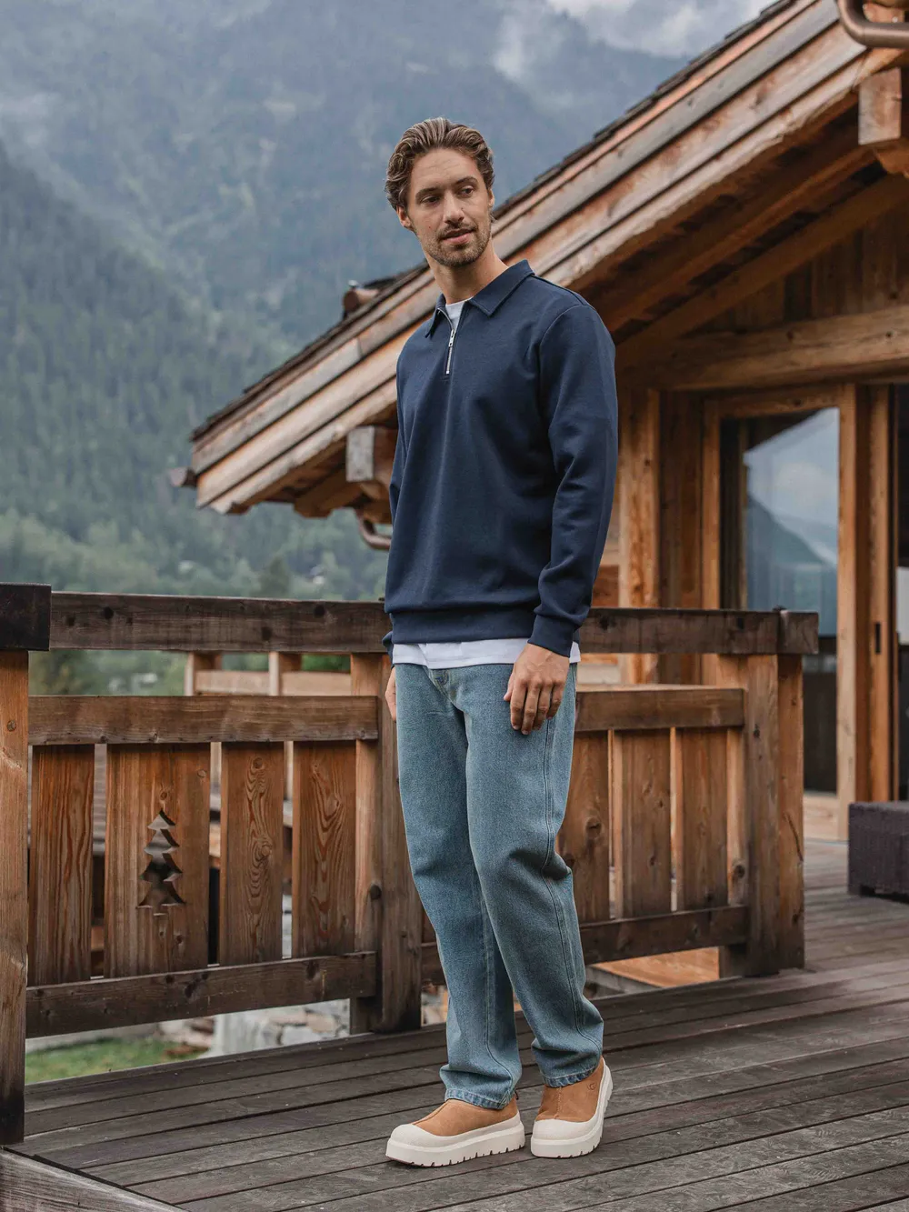 Navy Jersey Half Zip Polo 1608 WEAR