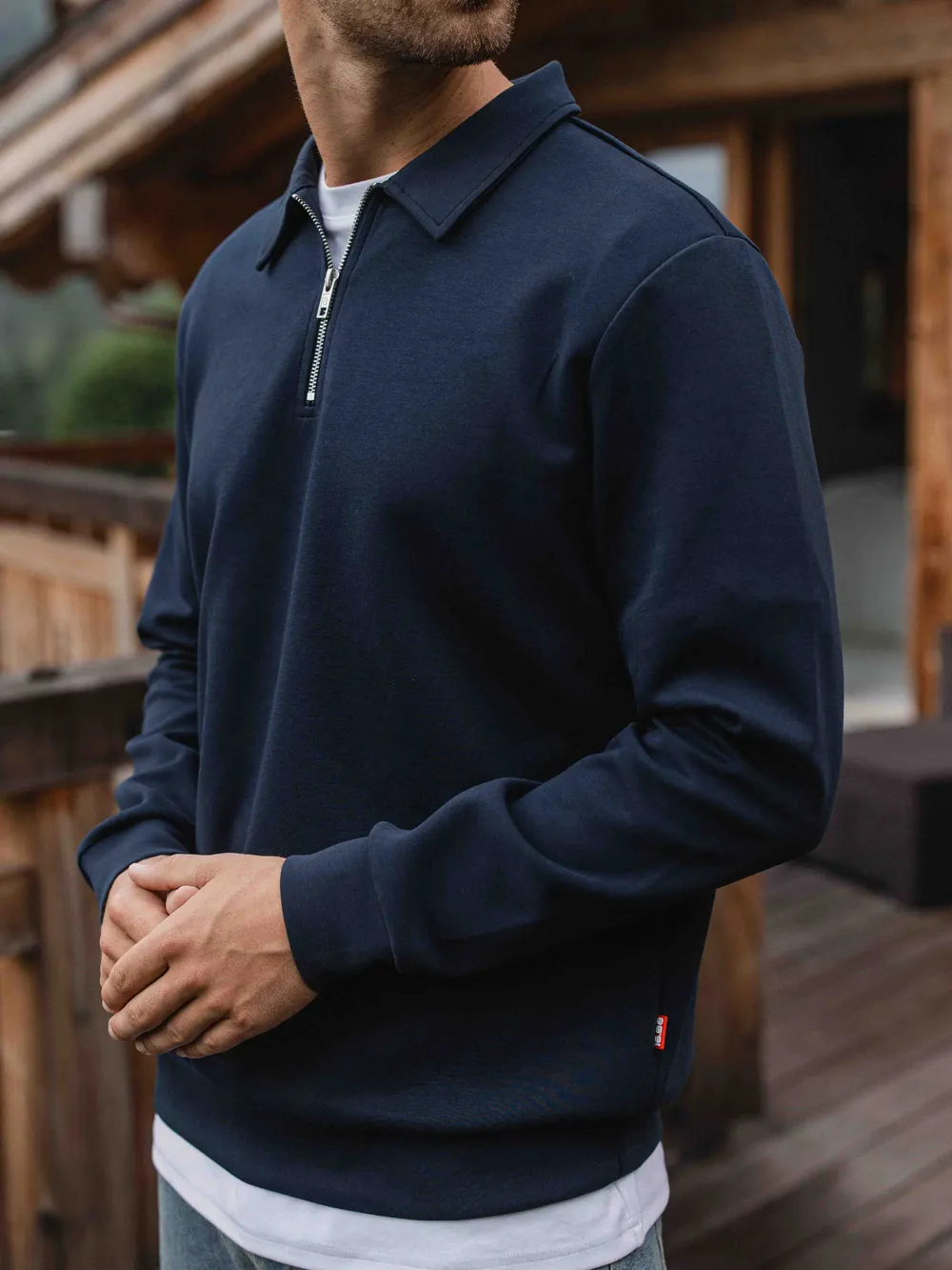 Navy Jersey Half Zip Polo 1608 WEAR