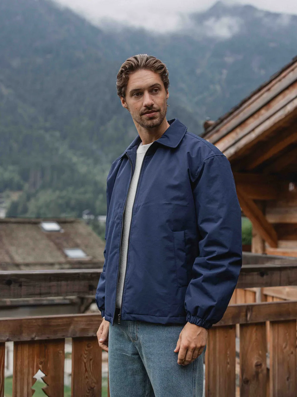 Navy Padded Coach Zip Jacket 1608 WEAR