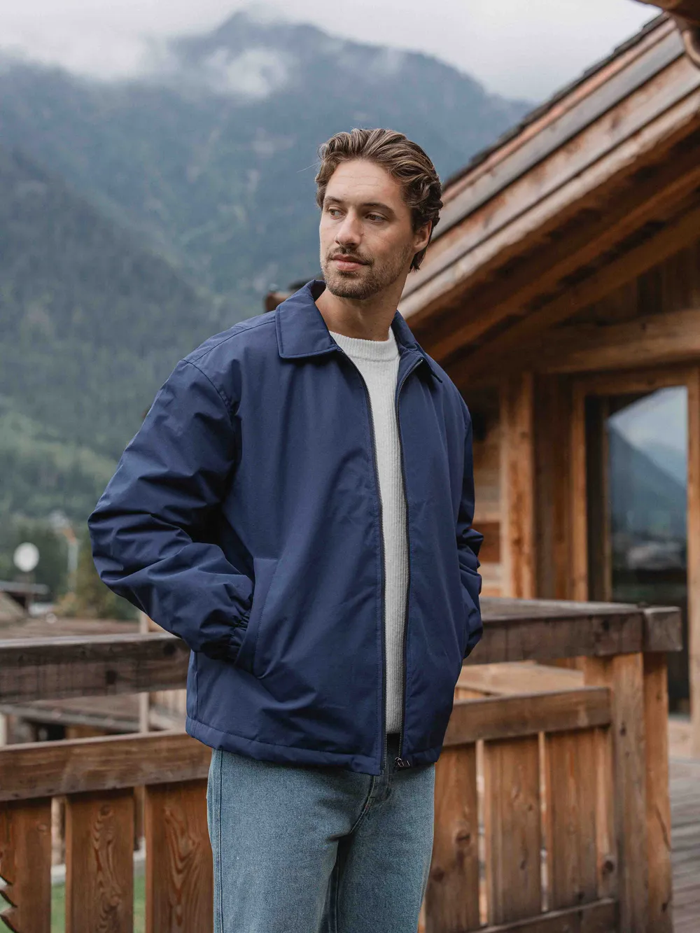 Navy Padded Coach Zip Jacket 1608 WEAR