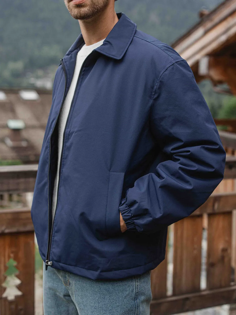 Navy Padded Coach Zip Jacket 1608 WEAR
