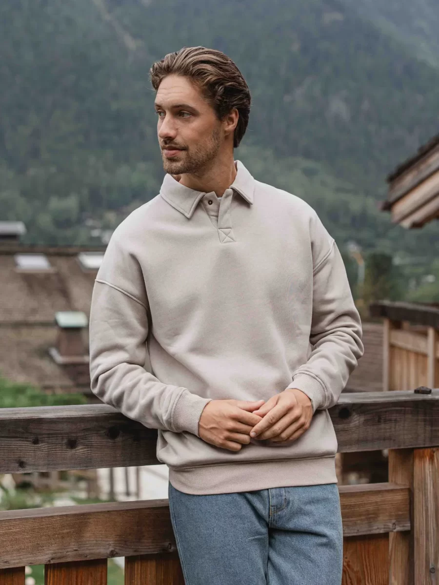 Brown Button Polo Sweater