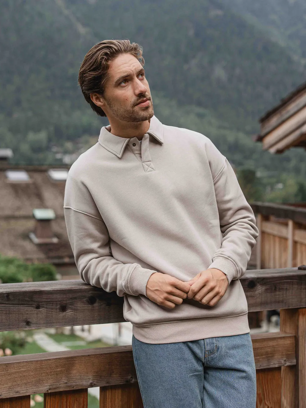 Brown Button Polo Sweater 1608 WEAR