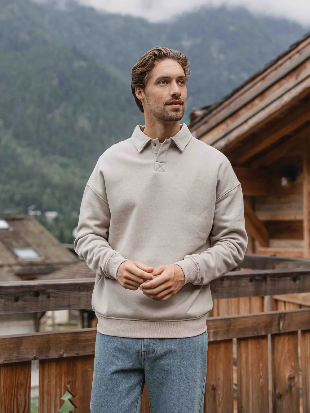 Brown Button Polo Sweater 1608 WEAR
