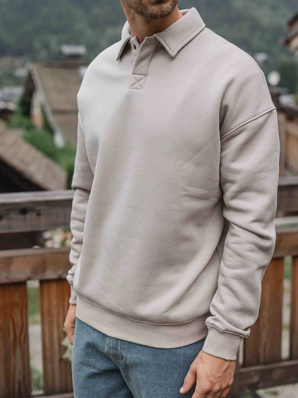 Brown Button Polo Sweater 1608 WEAR
