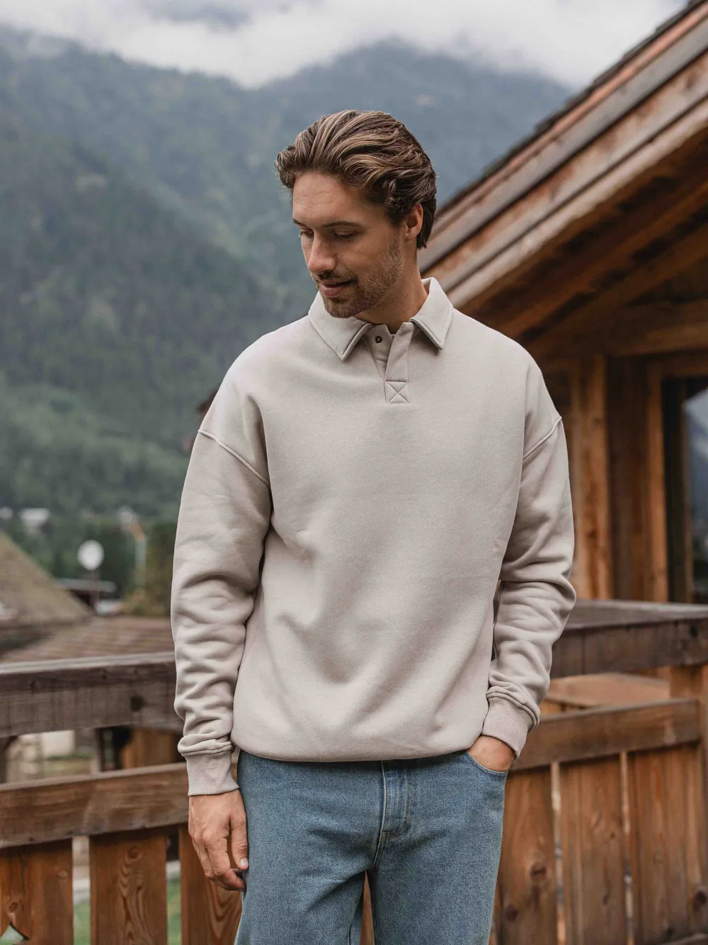 Brown Button Polo Sweater 1608 WEAR