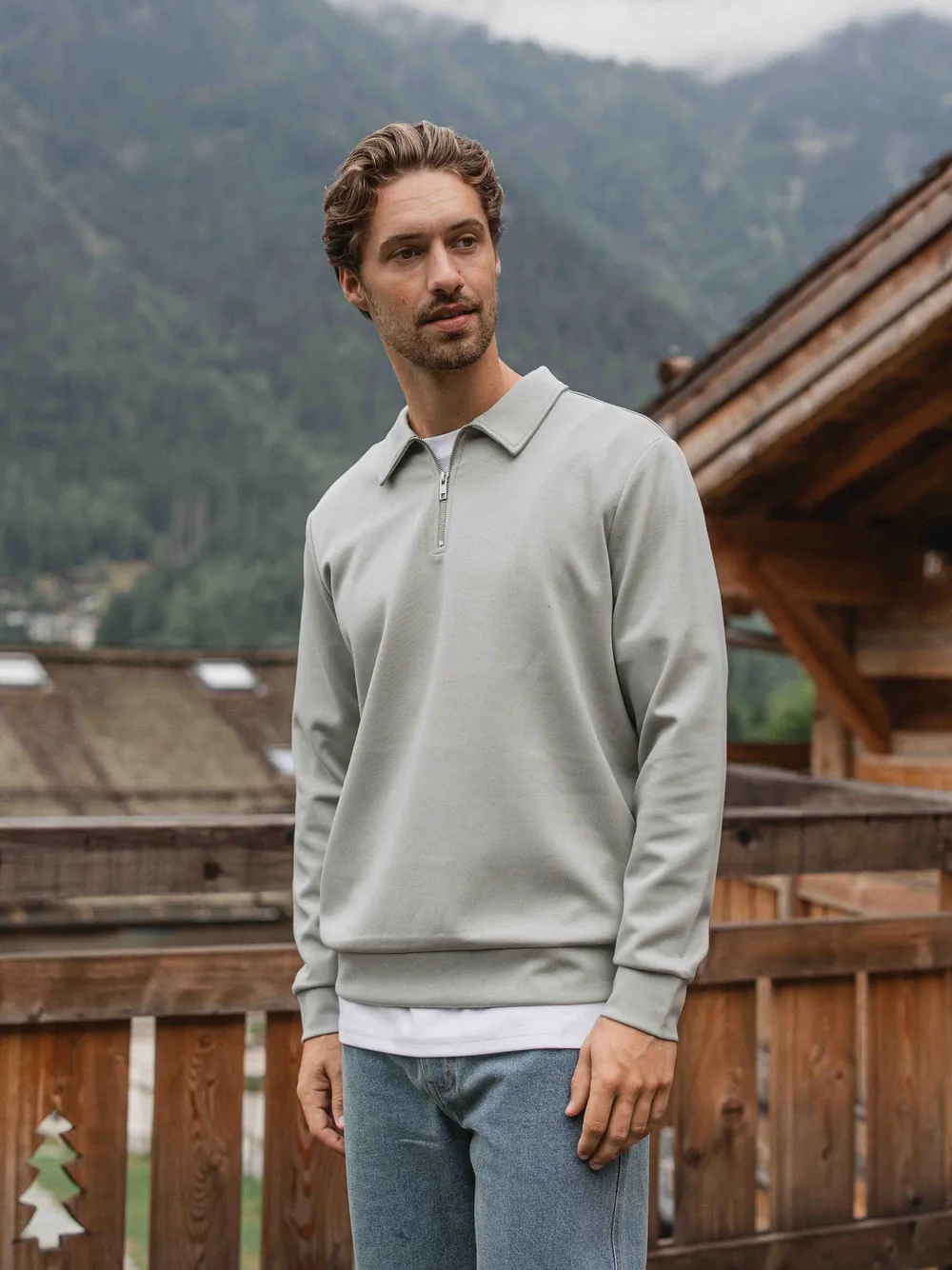 Mint Jersey Half Zip Polo 1608 WEAR