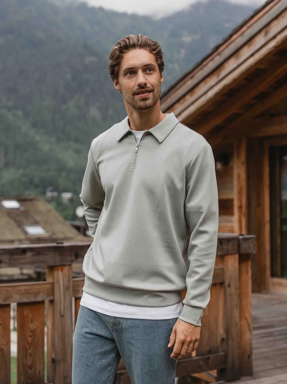 Mint Jersey Half Zip Polo 1608 WEAR