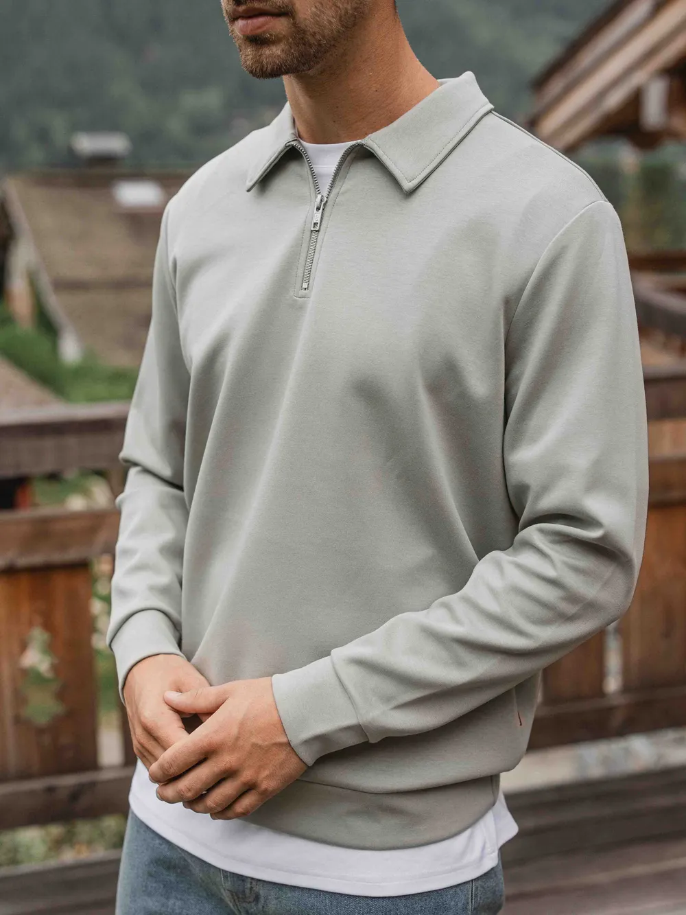 Mint Jersey Half Zip Polo 1608 WEAR