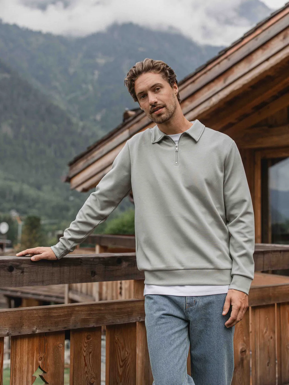 Mint Jersey Half Zip Polo 1608 WEAR