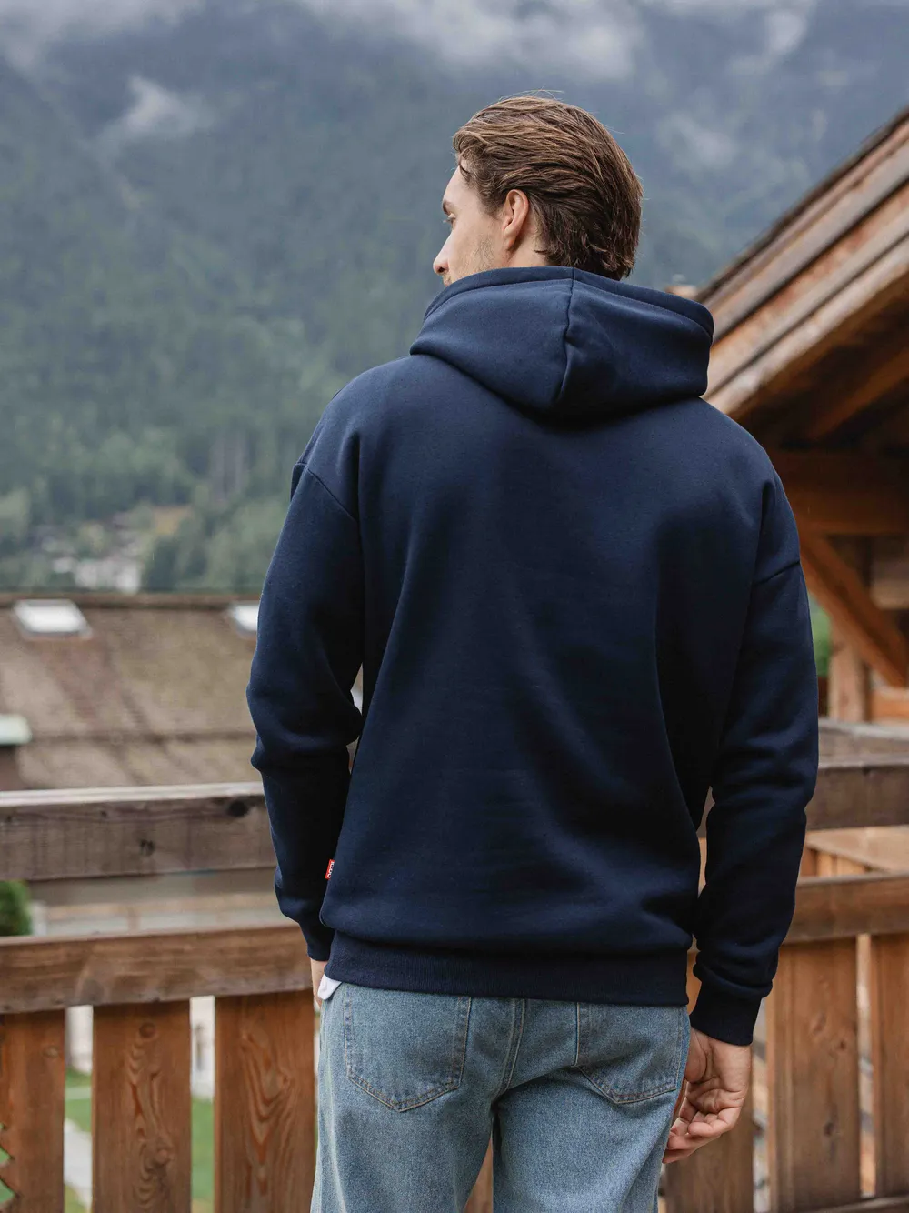 Navy Oversized Patch Chalet Hoodie 1608 WEAR