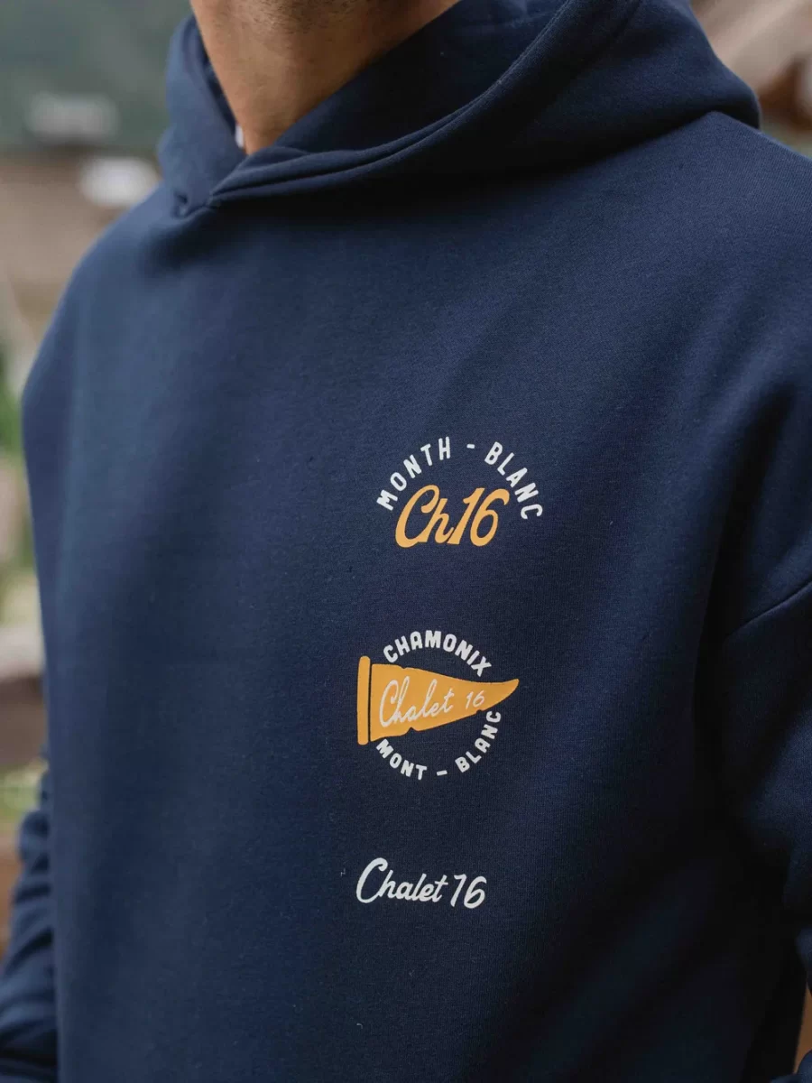 Navy Oversized Patch Chalet Hoodie