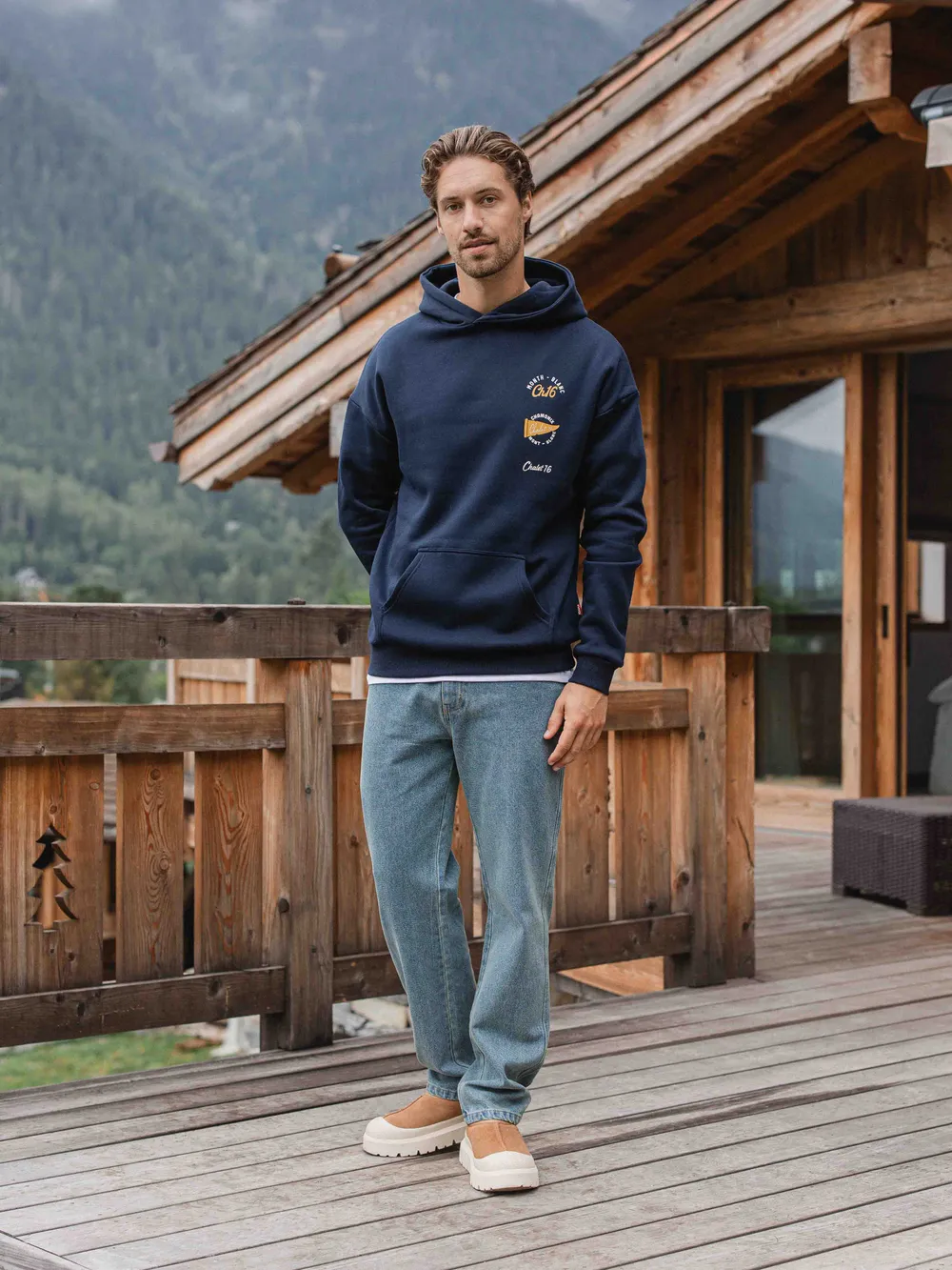 Navy Oversized Patch Chalet Hoodie 1608 WEAR