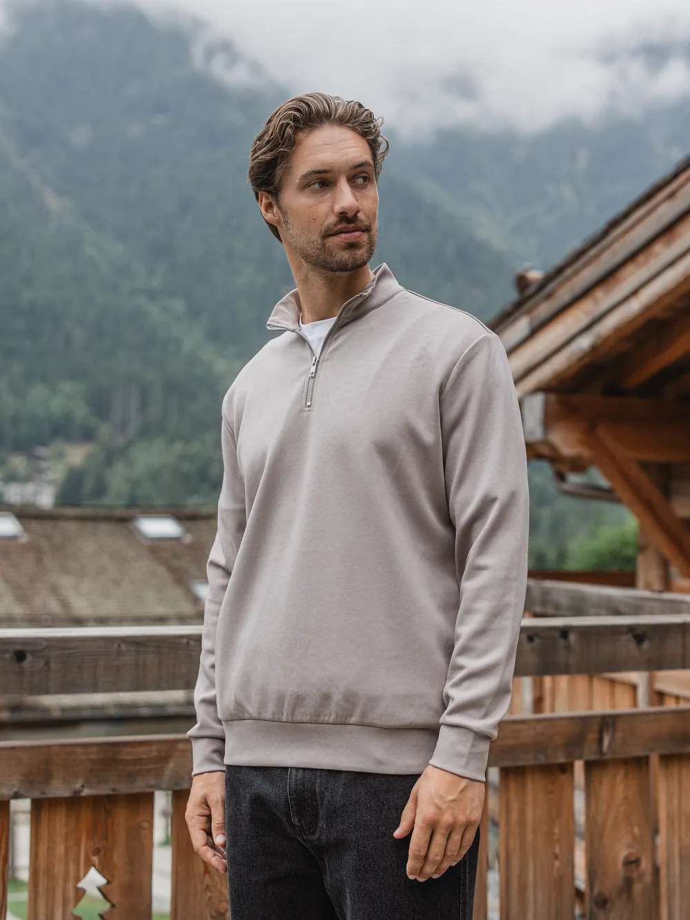 Grey Jersey Half Zip 1608 WEAR