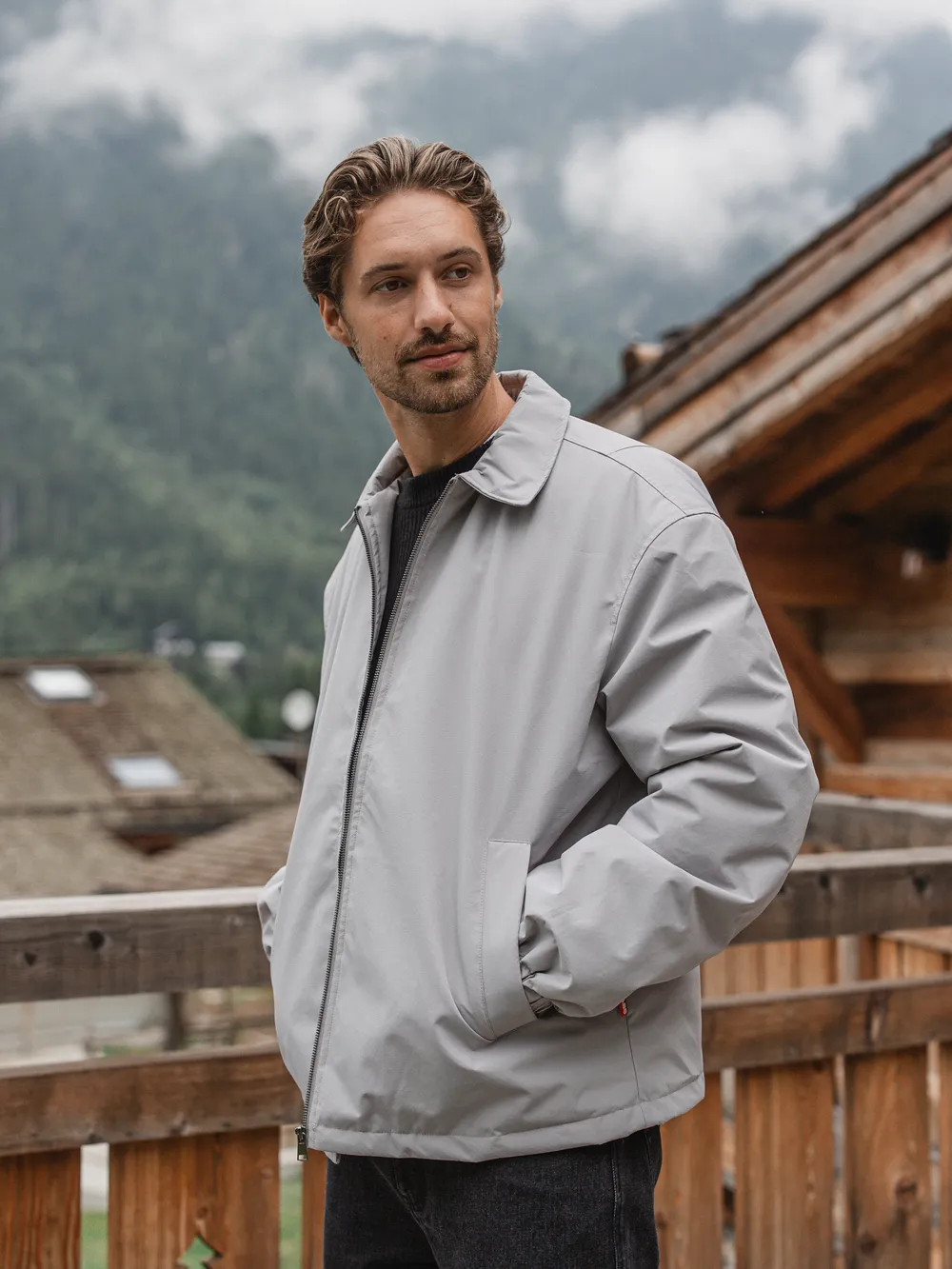 Grey Padded Coach Zip Jacket 1608 WEAR