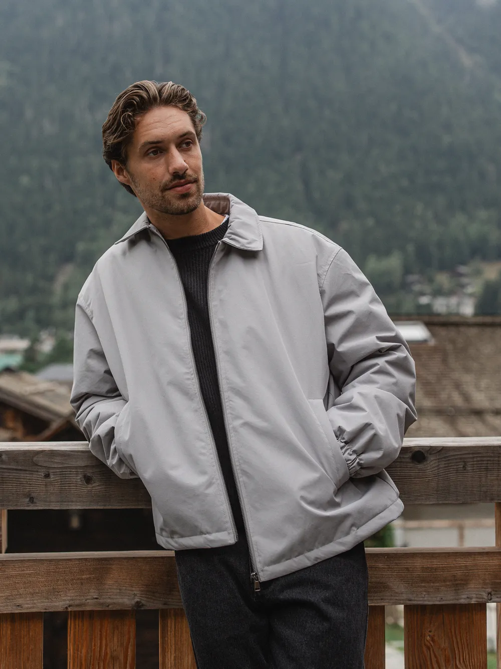 Grey Padded Coach Zip Jacket 1608 WEAR