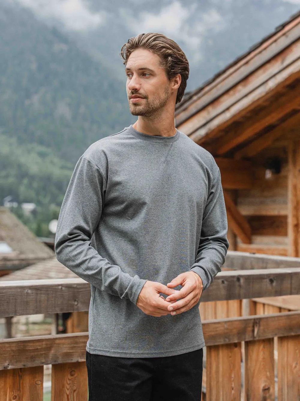 Dark Grey Basic Oversized Longsleeve 1608 WEAR