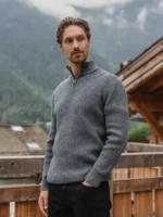 Grey Knit Zip Sweater