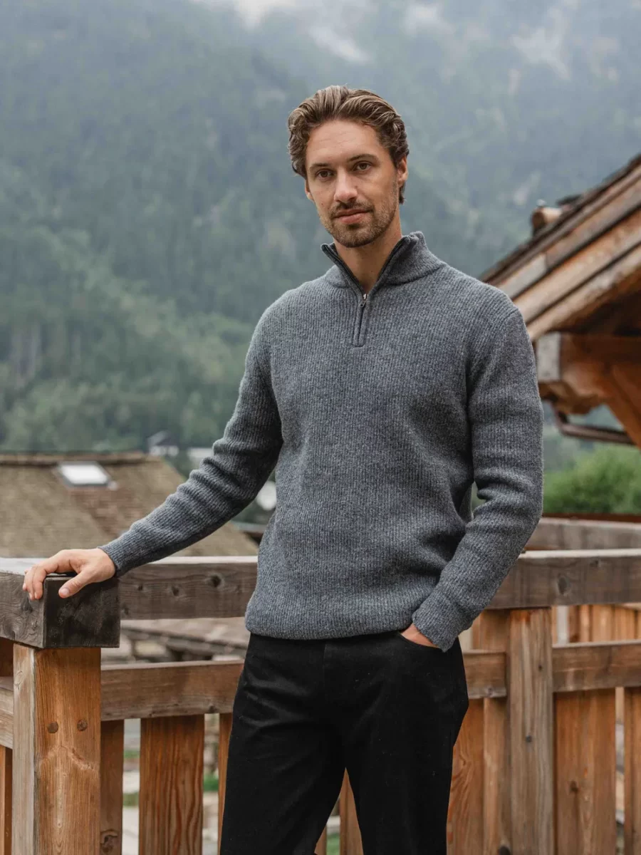 Grey Knit Zip Outfit 1608 WEAR