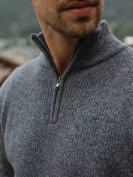 Grey Knit Zip Sweater