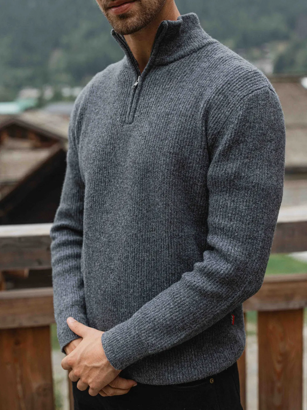 Grey Knit Zip Sweater 1608 WEAR