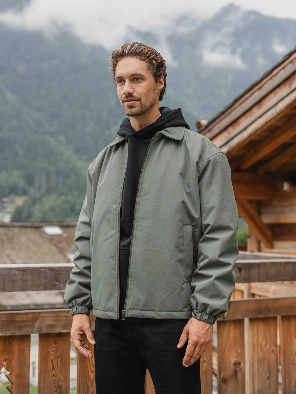 Green Padded Coach Zip Jacket 1608 WEAR