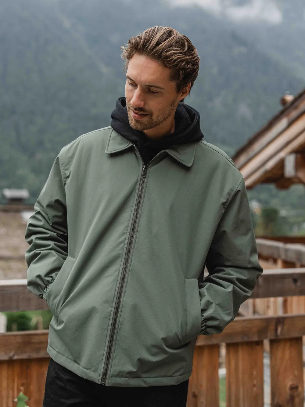 Green Padded Coach Zip Jacket 1608 WEAR