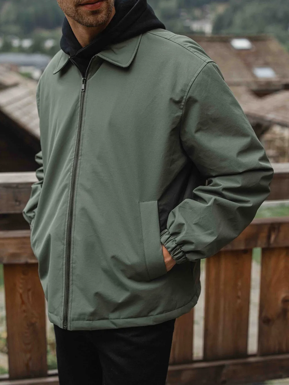 Green Padded Coach Zip Jacket 1608 WEAR
