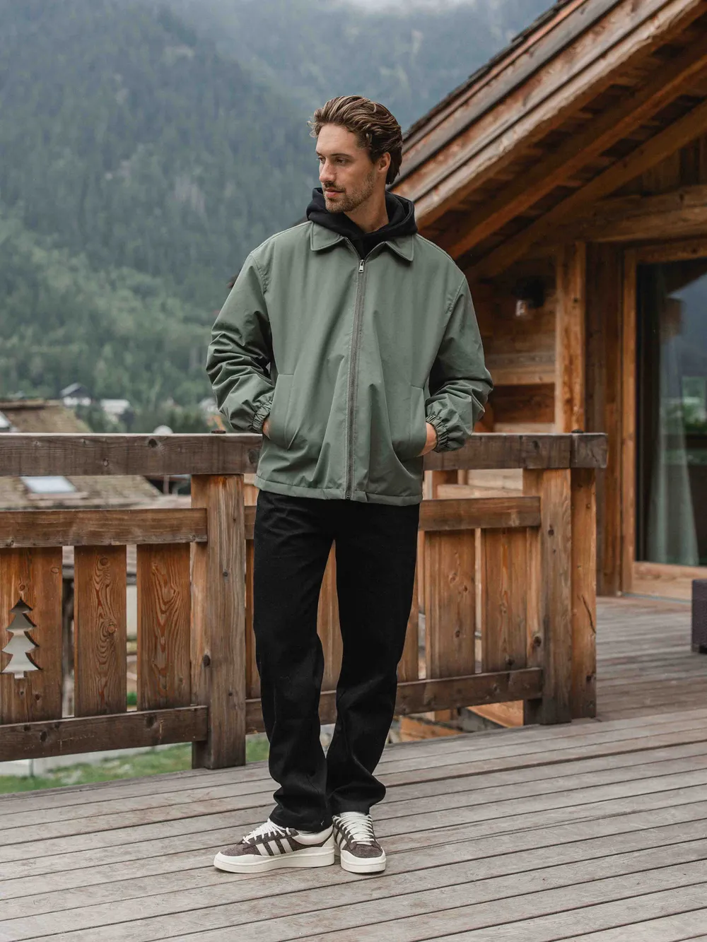 Green Padded Coach Zip Jacket 1608 WEAR