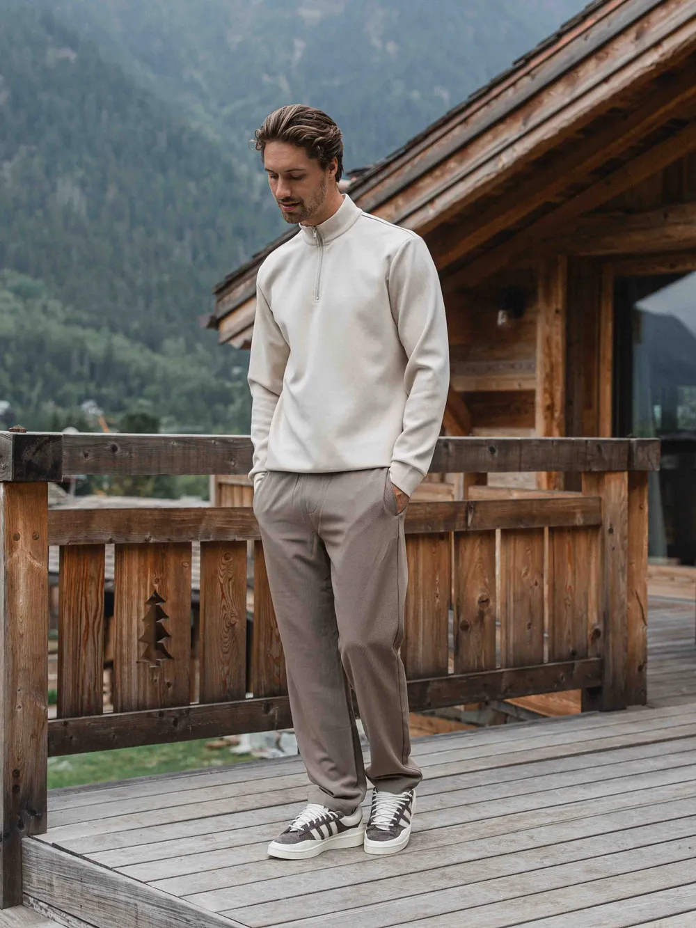 Beige Jersey Half Zip 1608 WEAR