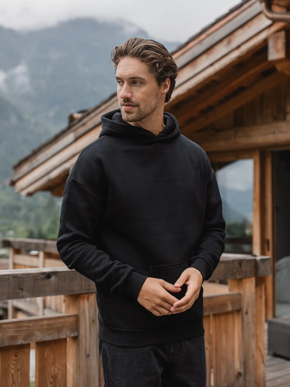 Black Basic Oversized Hoodie 1608 WEAR