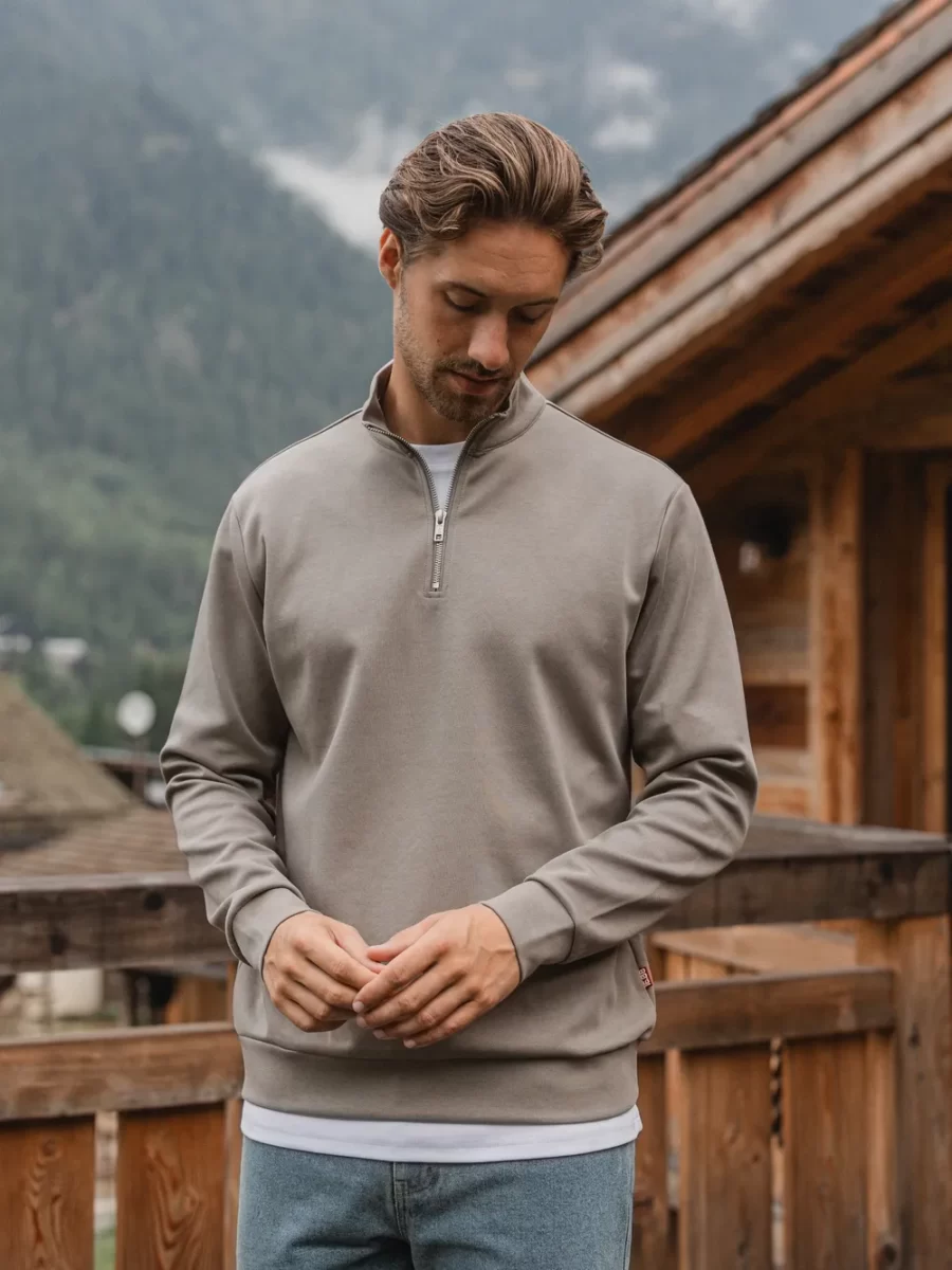 Olive Jersey Half Zip
