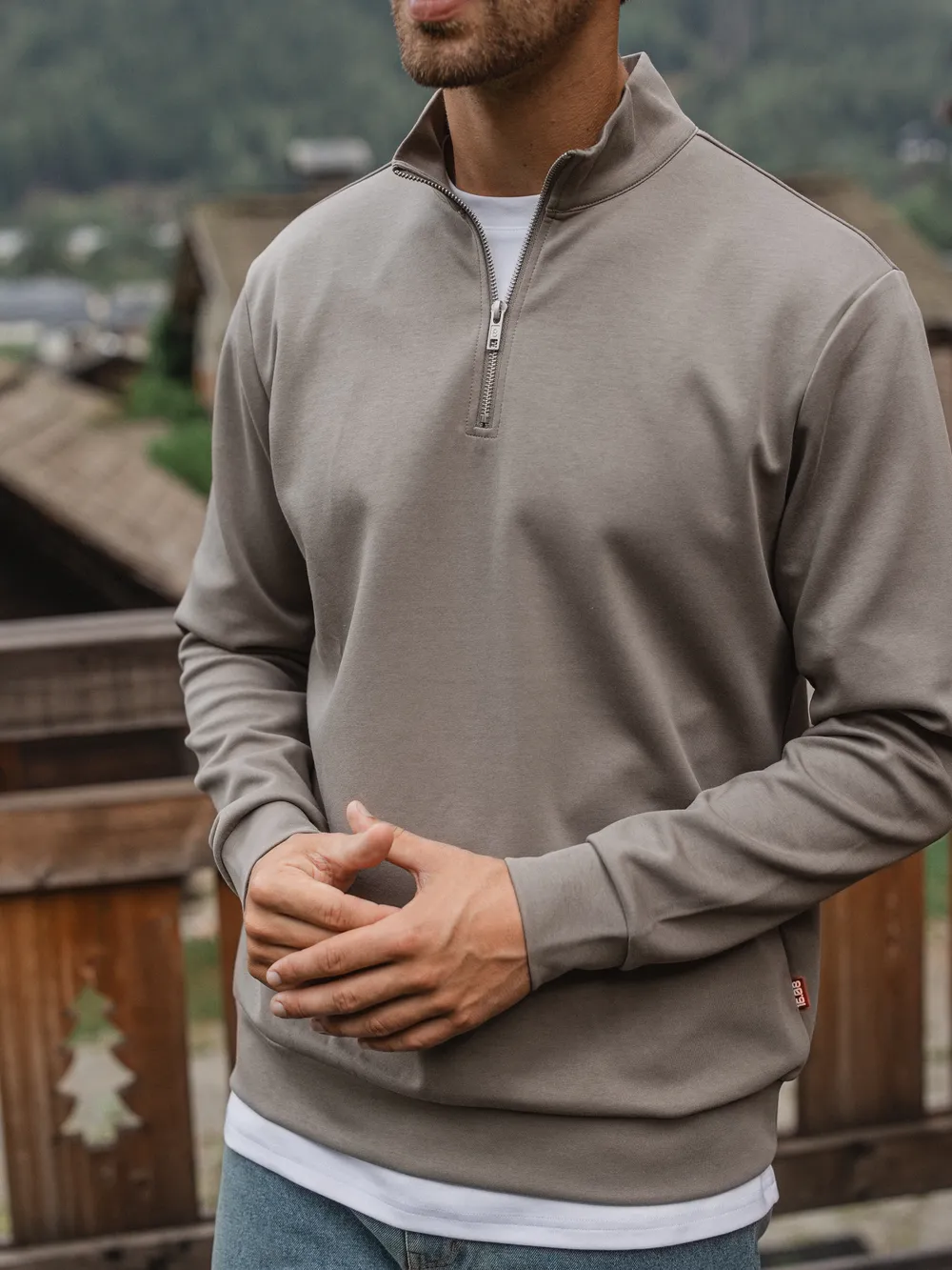 Olive Jersey Half Zip 1608 WEAR