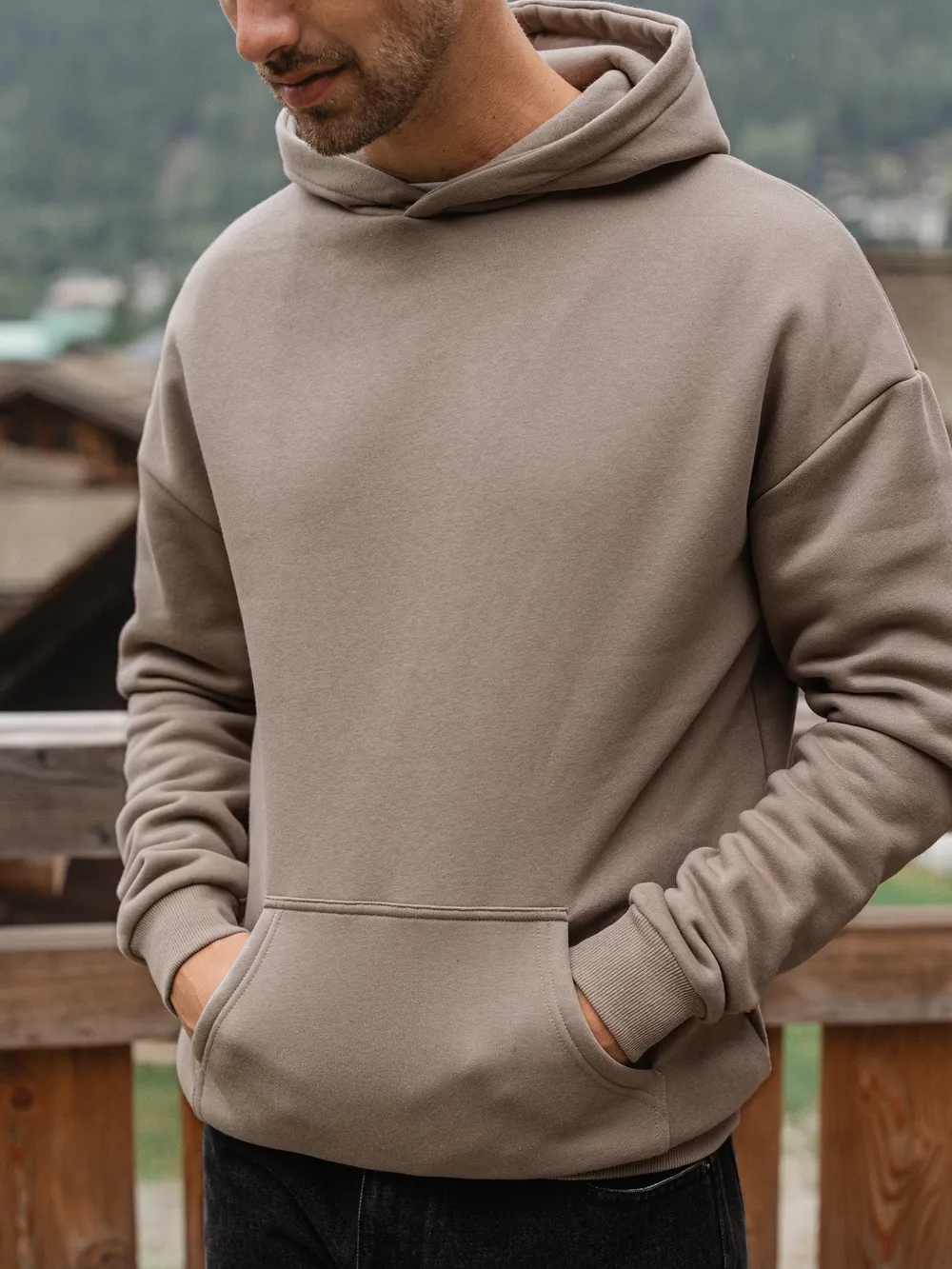 Brown Basic Oversized Hoodie 1608 WEAR