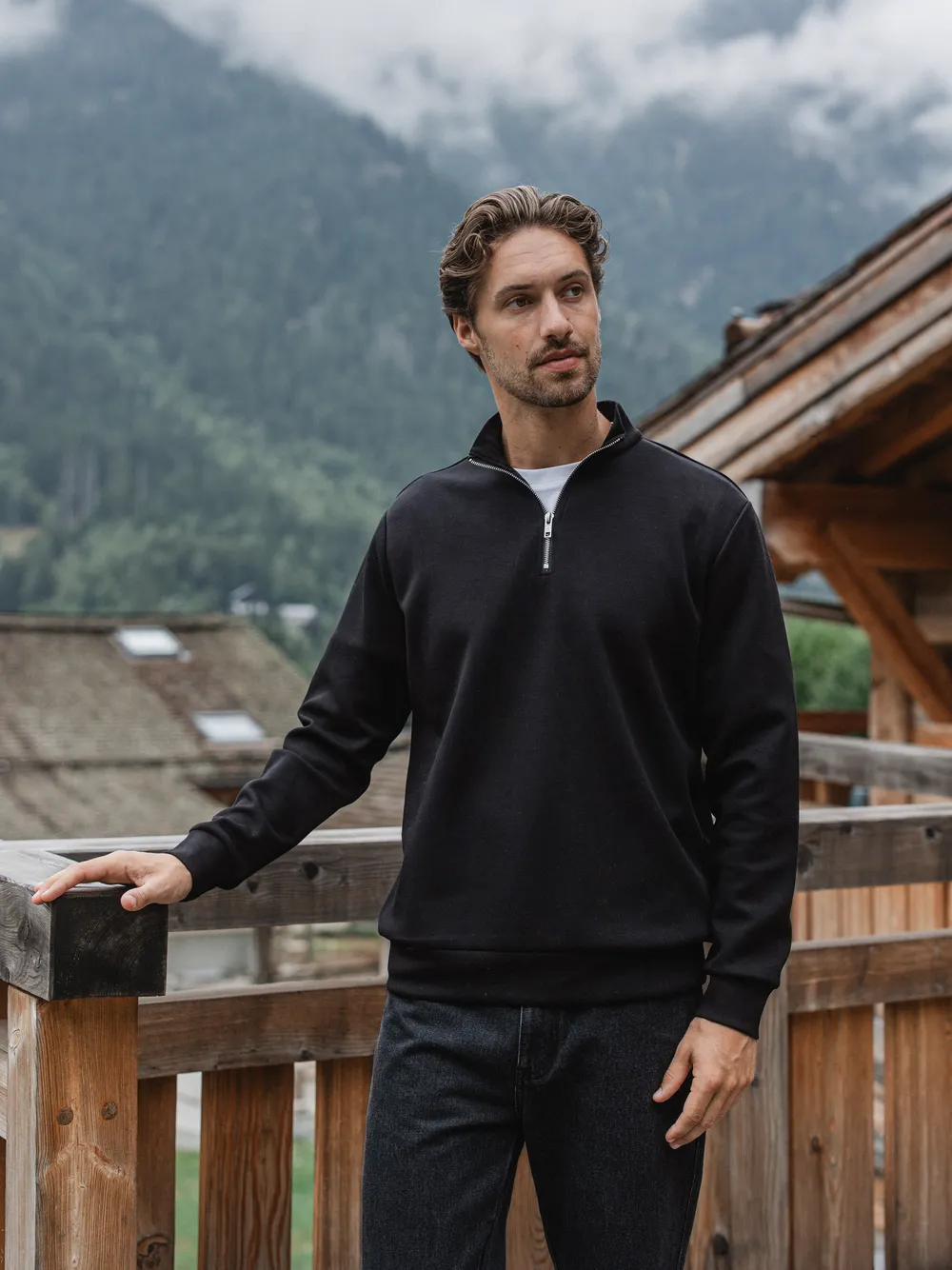 Black Jersey Half Zip 1608 WEAR