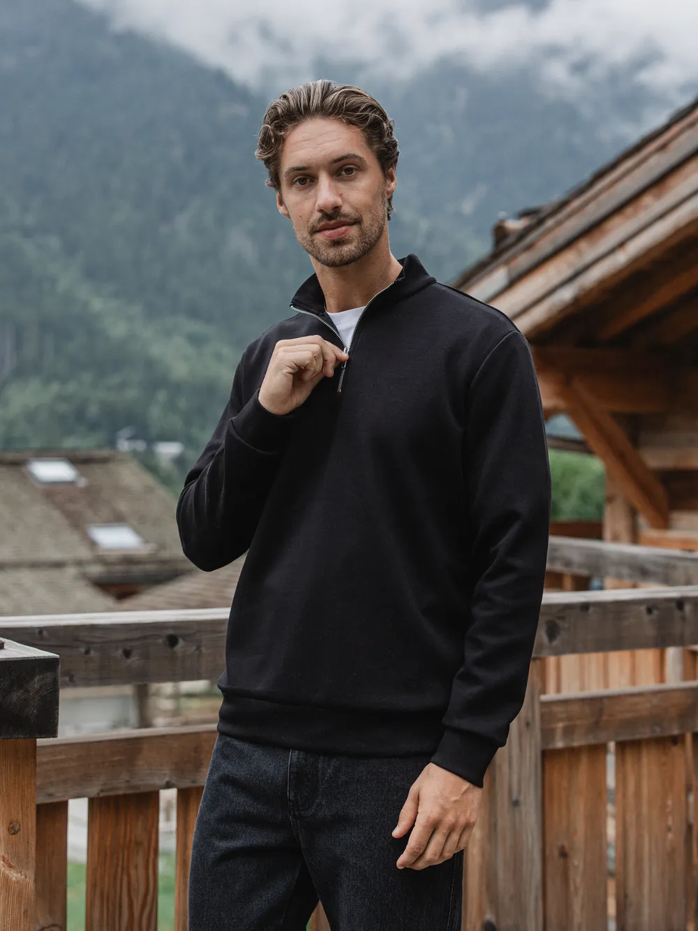 Black Jersey Half Zip 1608 WEAR