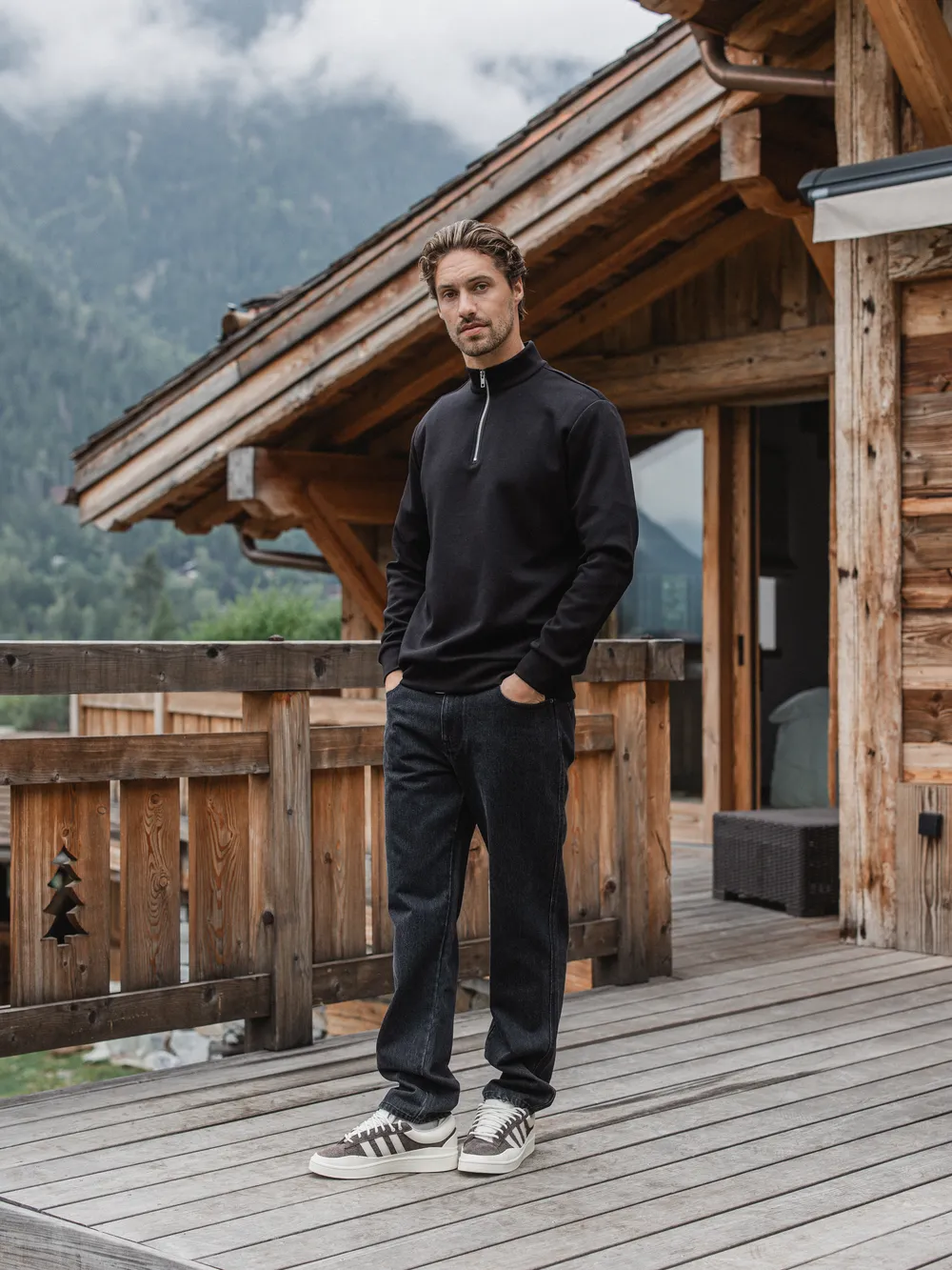 Black Jersey Half Zip 1608 WEAR